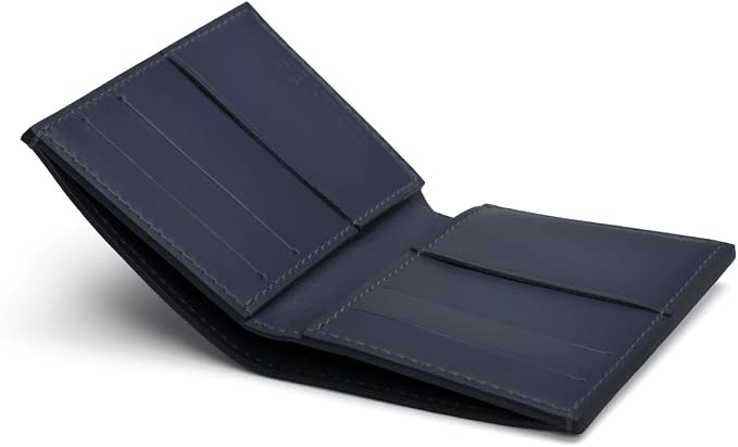 Italian Leather Wallet for Cards & Bills | Navy