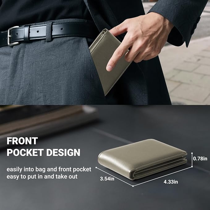Men's Dark Grey RFID Blocking Bifold Wallet