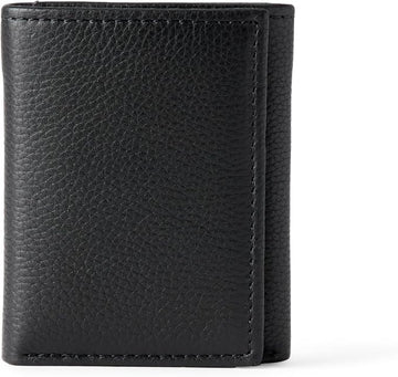 Men's Black Full Grain Leather Trifold Wallet