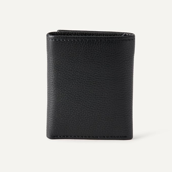 Men's Black Full Grain Leather Trifold Wallet
